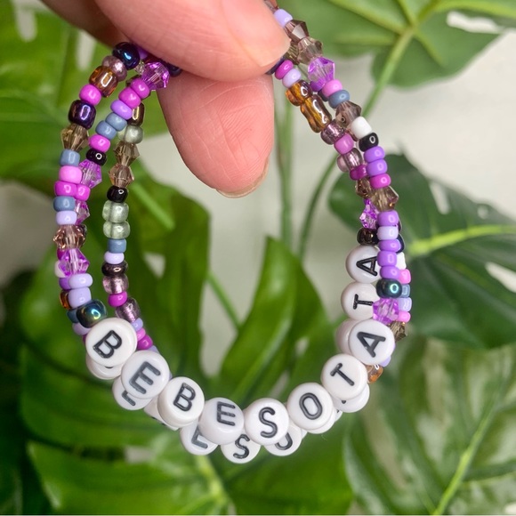 Handmade Jewelry - Bebesota Purple Word Beaded Bracelet